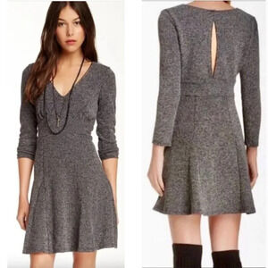 Free People Heartstopper Dress Gray XS Long Sleeve Tweed Mini Fit & Flare Skater